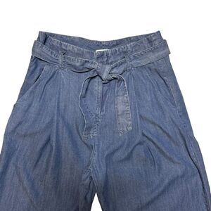 Thought Women's Wide-Leg Paper Bag Waist Belted Zip Up Jeans Slacks Size 8